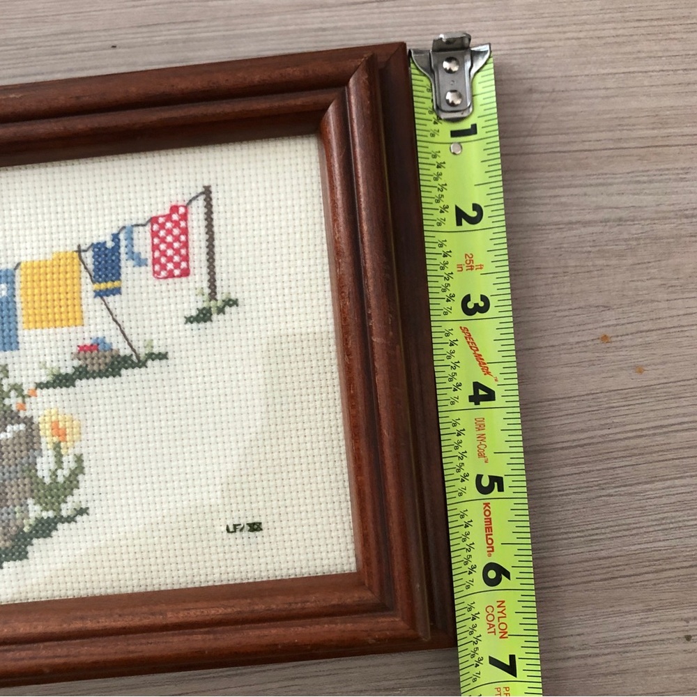 Vintage Cross-Stitch Old Fashioned WashTub & Clothesline Wall Home Decor - Picture 11 of 15
